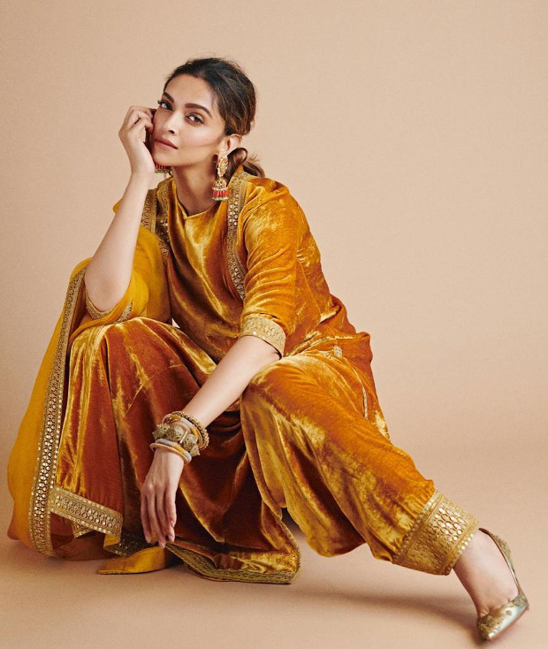 Deepika Padukone is summer ready as she welcomes Holi in bright velvet Sabyasachi attire