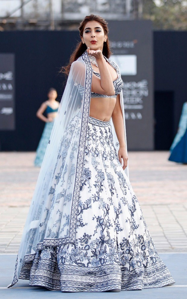 Pooja Hegde looks elegant and elusive in glitzy lehenga by Varun Chakkilam at Lakme Fashion Week 2021