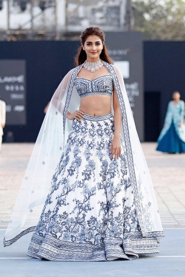 Pooja Hegde looks elegant and elusive in glitzy lehenga by Varun Chakkilam at Lakme Fashion Week 2021