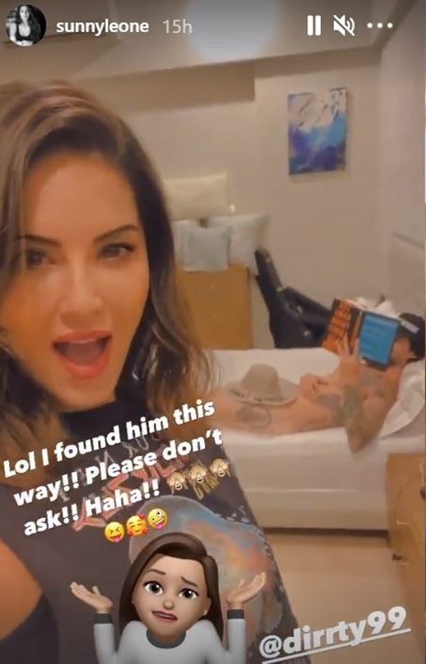 Sunny Leone shares video of husband Daniel Weber lying on a bed wearing nothing but a hat