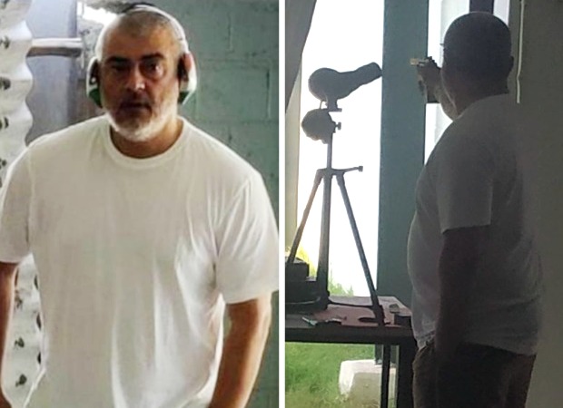 Pictures and videos of Thala Ajith practicing rifle shooting in Chennai go viral